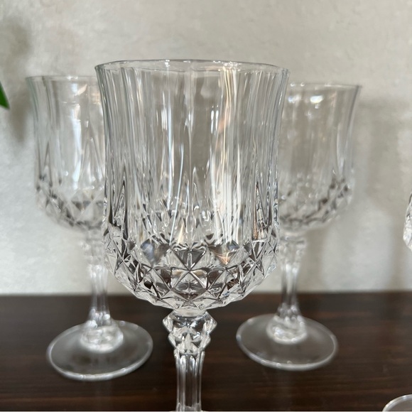 Cristal D'Arques Durand Longchamp Clear Glasses Blown Glass Heavy Water Wine 5 - Picture 3 of 10